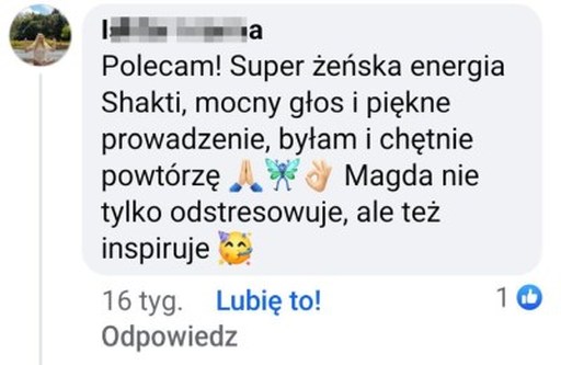 Zrzut ekranu z wiadomości od Pauliny